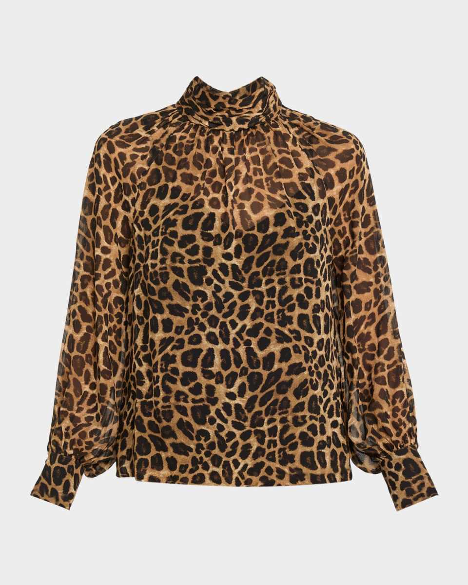 Alyssa Leopard Silk Chiffon Blouse